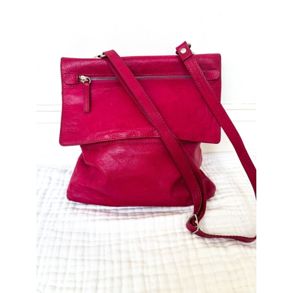 Maurizio Taiuti Pink Leather Fold Over Crossbody Bag Italy